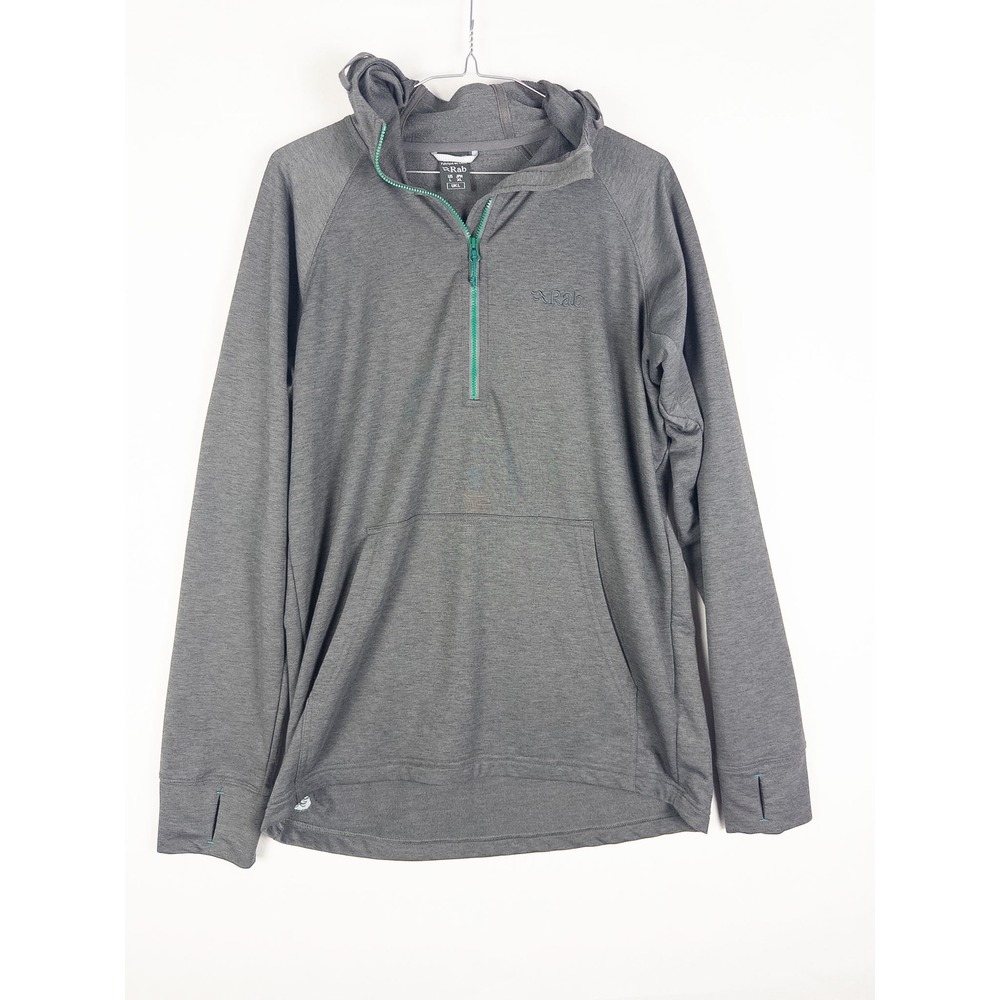 Rab Top Out Hoody Quarter Zip Pullover Hoodie Mens L Gray Gorpcore Alpine Trail